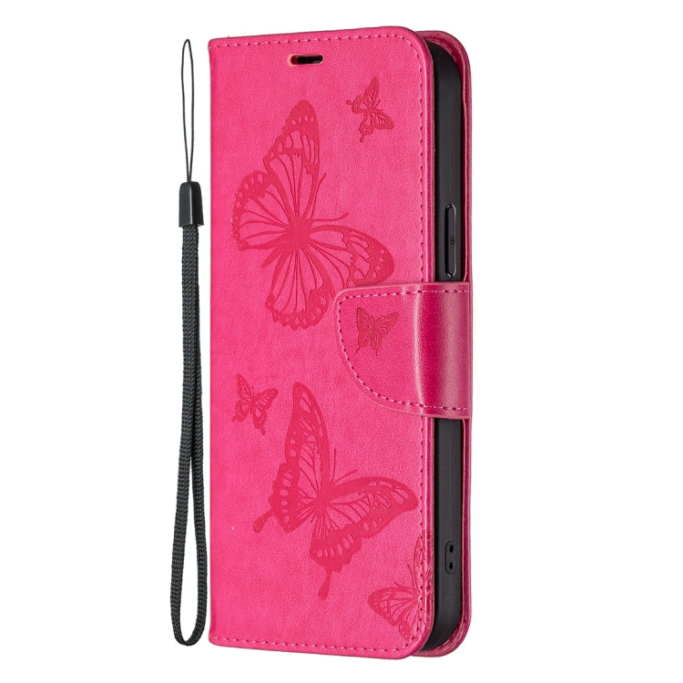 For Samsung Galaxy A24 4G Two Butterflies Embossing Leather Phone Case(Rose Red) - Galaxy Phone Cases by buy2fix | Online Shopping UK | buy2fix