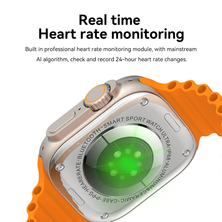 Q8 Ultra 1.96 inch TFT Screen Smart Watch, Support Heart Rate / Blood Pressure Monitoring(Orange) - Smart Wear by buy2fix | Online Shopping UK | buy2fix