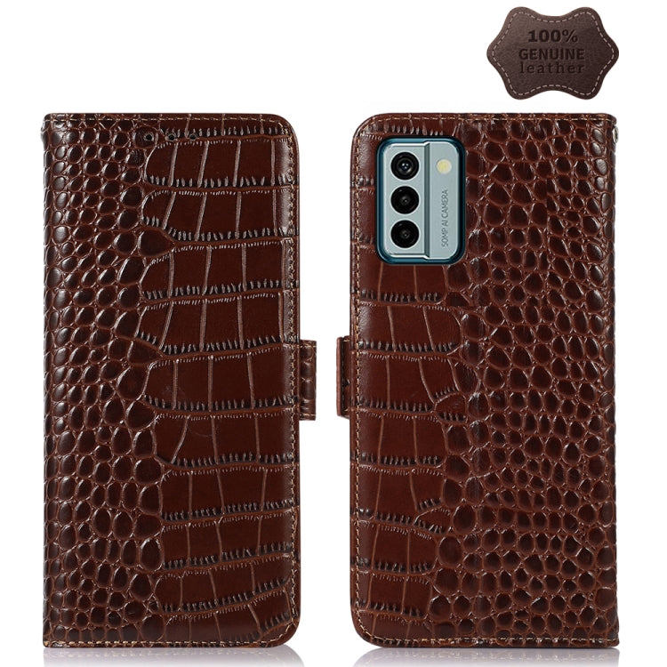 For Nokia G22 4G Crocodile Top Layer Cowhide Leather Phone Case(Brown) - Nokia Cases by buy2fix | Online Shopping UK | buy2fix