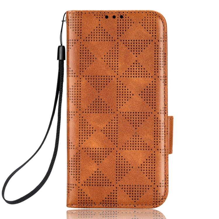 For Xiaomi Redmi Note 12 4G Global Symmetrical Triangle Leather Phone Case(Brown) - Note 12 Cases by buy2fix | Online Shopping UK | buy2fix