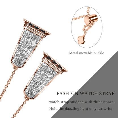 Zinc Alloy Diamond Chain Clause Watch Band For Apple Watch Series 8&7 41mm / SE 2&6&SE&5&4 40mm / 3&2&1 38mm (Rose Gold) - Watch Bands by buy2fix | Online Shopping UK | buy2fix