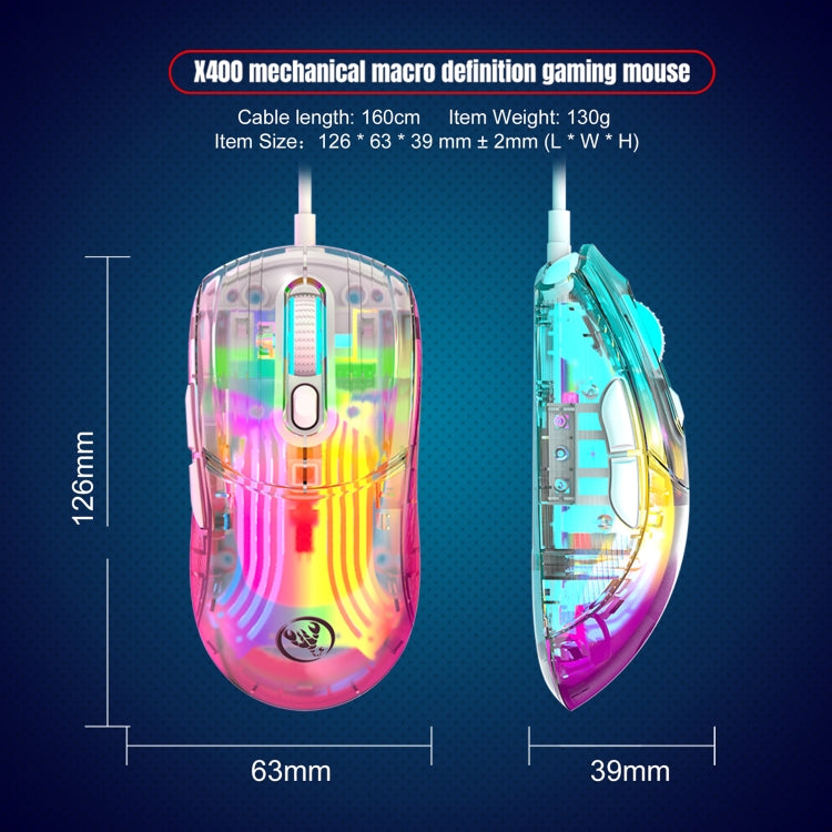 X400 7 Keys Transparent RGB Wired Gaming Mouse - Wired Mice by REMAX | Online Shopping UK | buy2fix