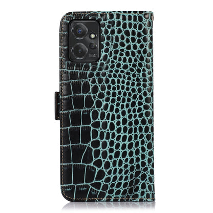 For Motorola Moto G Power 2023 Crocodile Top Layer Cowhide Leather Phone Case(Green) - Motorola Cases by buy2fix | Online Shopping UK | buy2fix