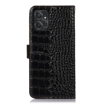 For Motorola Moto G Power 2023 Crocodile Top Layer Cowhide Leather Phone Case(Black) - Motorola Cases by buy2fix | Online Shopping UK | buy2fix