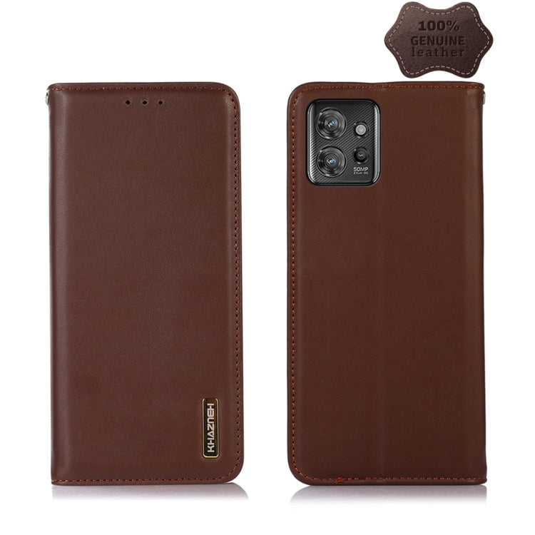 For Motorola ThinkPhone 5G KHAZNEH Nappa Top Layer Cowhide Leather Phone Case(Brown) - Motorola Cases by buy2fix | Online Shopping UK | buy2fix
