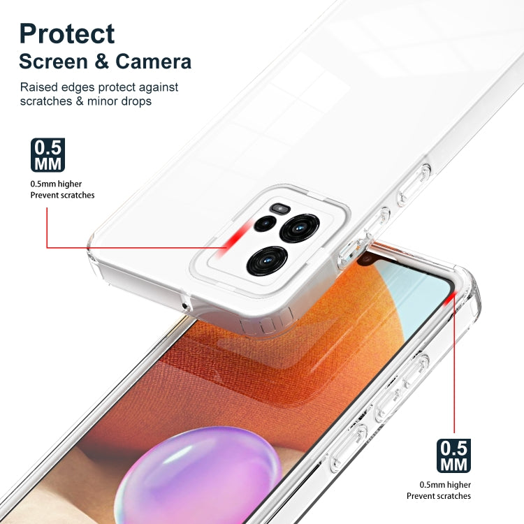 For Motorola Moto G72 5G 3 in 1 Clear TPU Color PC Frame Phone Case(White) - Motorola Cases by buy2fix | Online Shopping UK | buy2fix