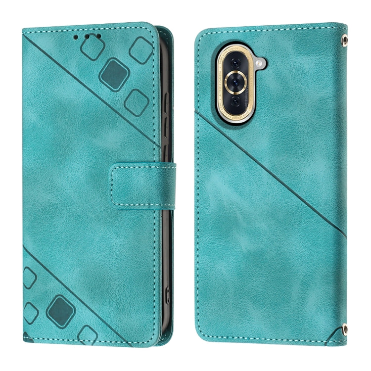 For Huawei nova 10 Skin-feel Embossed Leather Phone Case(Green) - Huawei Cases by buy2fix | Online Shopping UK | buy2fix