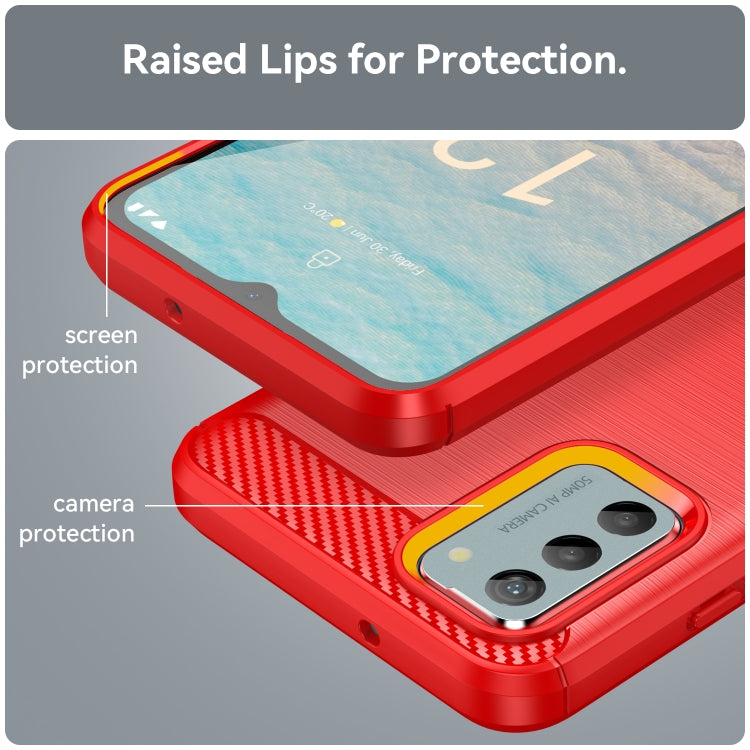 For Nokia G22 Brushed Texture Carbon Fiber TPU Phone Case(Red) - Nokia Cases by buy2fix | Online Shopping UK | buy2fix