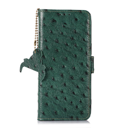 For Google Pixel 8 Ostrich Pattern Genuine Leather RFID Phone Case(Green) - Google Cases by buy2fix | Online Shopping UK | buy2fix