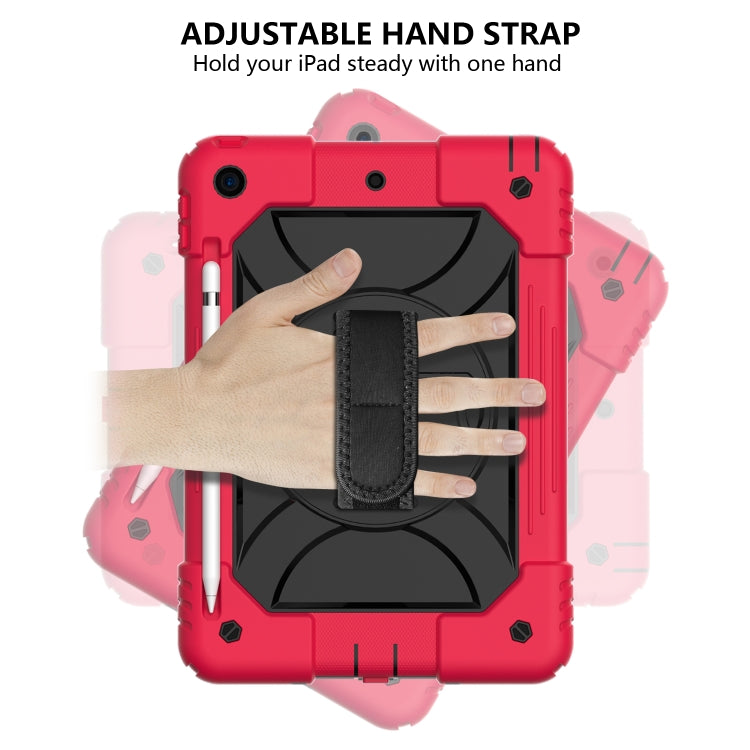 For iPad 10.2 Shockproof PC + Silicone Combination Case with Holder & Hand Strap & Shoulder Strap(Red+Black) - iPad 10.2 Cases by buy2fix | Online Shopping UK | buy2fix