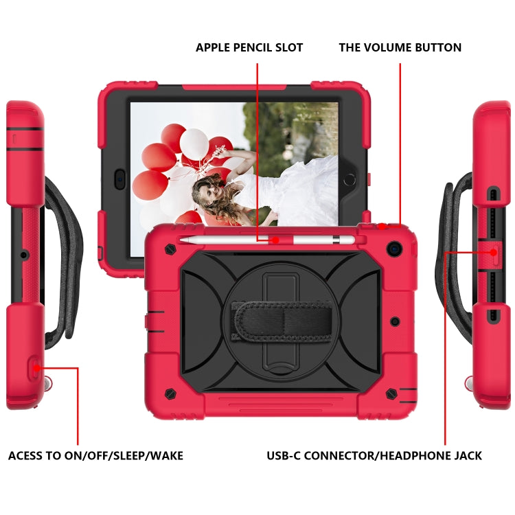 For iPad 10.2 Shockproof PC + Silicone Combination Case with Holder & Hand Strap & Shoulder Strap(Red+Black) - iPad 10.2 Cases by buy2fix | Online Shopping UK | buy2fix