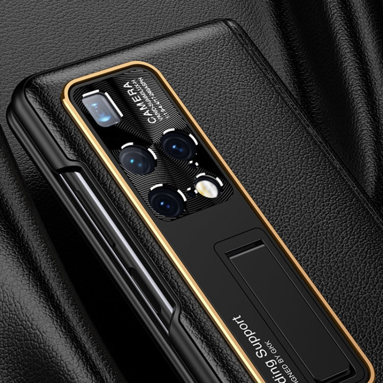 For Huawei Mate X2 GKK Integrated Magnetic Plain Leather Hinge Folding Phone Case(Black) - Huawei Cases by GKK | Online Shopping UK | buy2fix