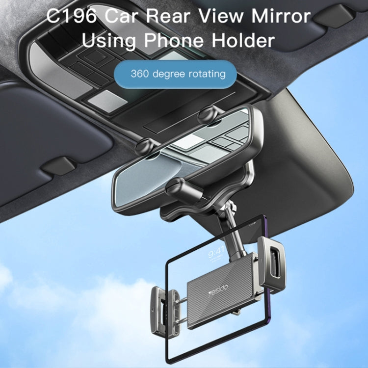 Yesido C196 Car Rearview Mirror Using Phone Holder(Black) - Universal Car Holders by Yesido | Online Shopping UK | buy2fix