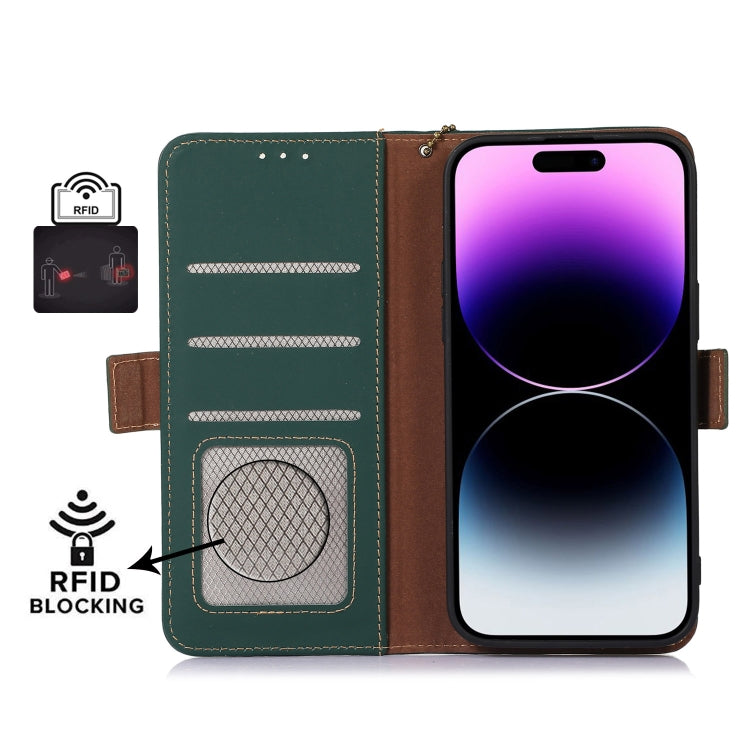 For Google Pixel 8 Genuine Leather Magnetic RFID Leather Phone Case(Green) - Google Cases by buy2fix | Online Shopping UK | buy2fix