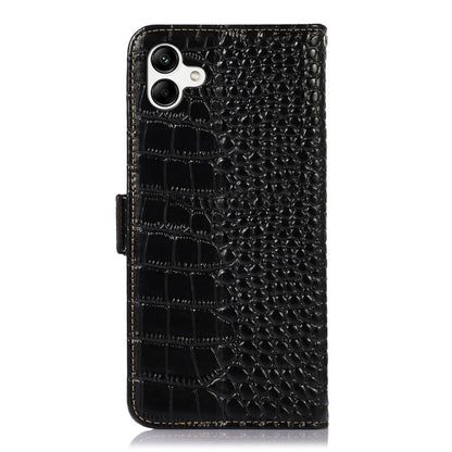 For Samsung Galaxy F14 5G Crocodile Top Layer Cowhide Leather Phone Case(Black) - Galaxy Phone Cases by buy2fix | Online Shopping UK | buy2fix