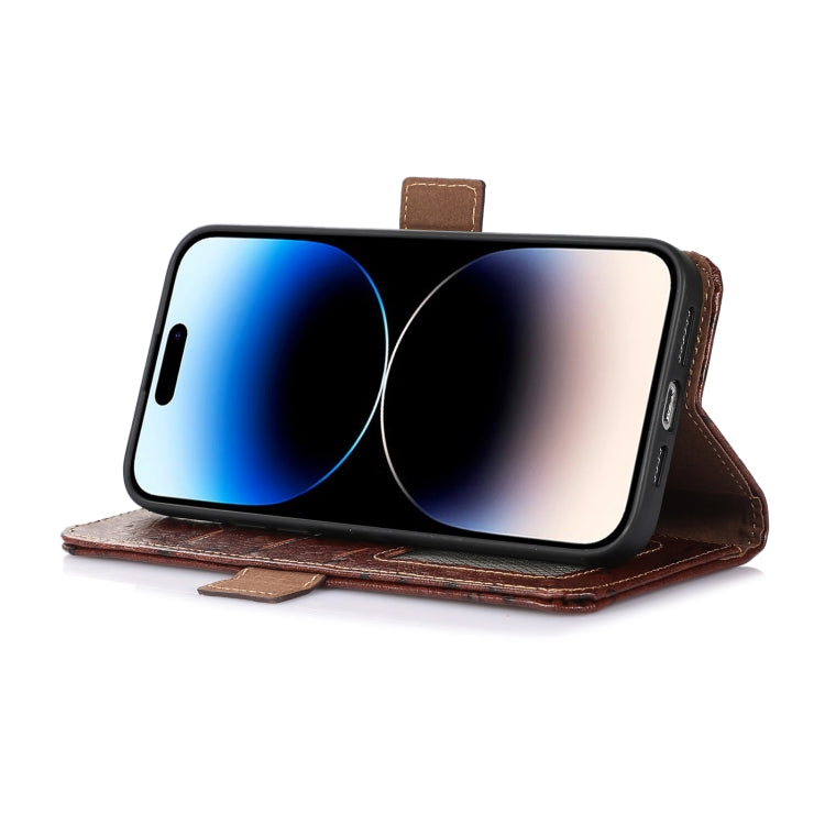 For Samsung Galaxy F14 5G Ostrich Pattern Genuine Leather RFID Phone Case(Coffee) - Galaxy Phone Cases by buy2fix | Online Shopping UK | buy2fix