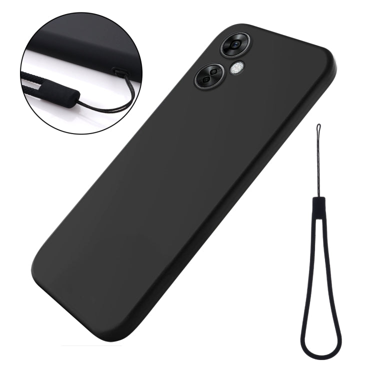 For OnePlus Nord CE 3 Lite Pure Color Liquid Silicone Shockproof Phone Case(Black) - OnePlus Cases by buy2fix | Online Shopping UK | buy2fix