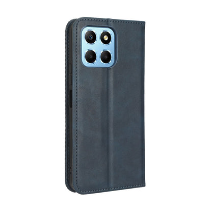 For Honor 70 Lite / X6 4G Magnetic Buckle Retro Texture Leather Phone Case(Blue) - Honor Cases by buy2fix | Online Shopping UK | buy2fix