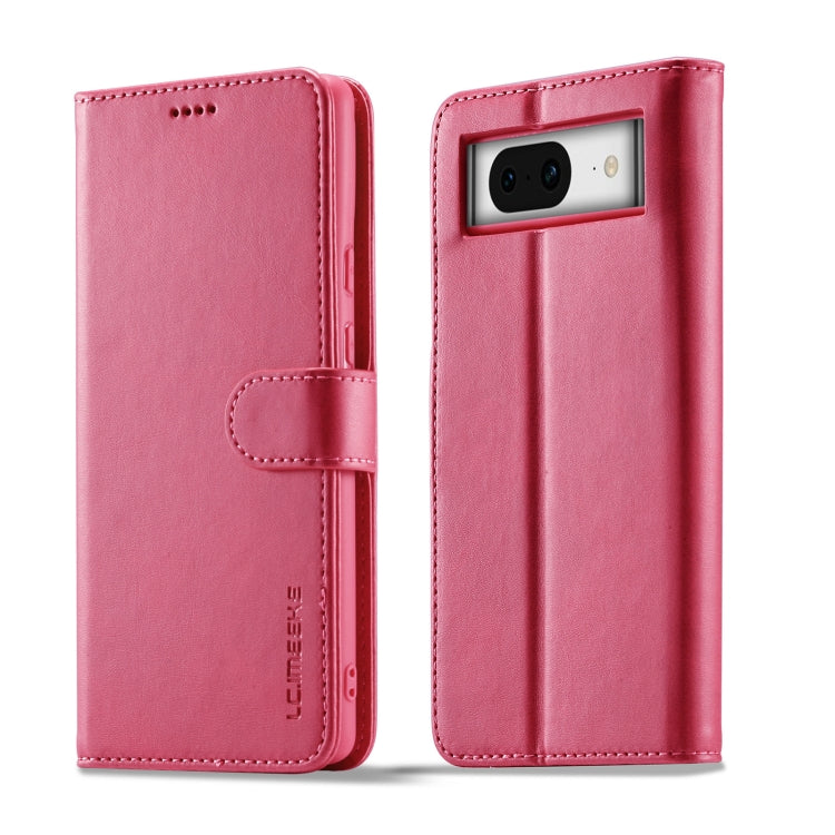 For Google Pixel 8 LC.IMEEKE Calf Texture Flip Leather Phone Case(Red) - Google Cases by LC.IMEEKE | Online Shopping UK | buy2fix