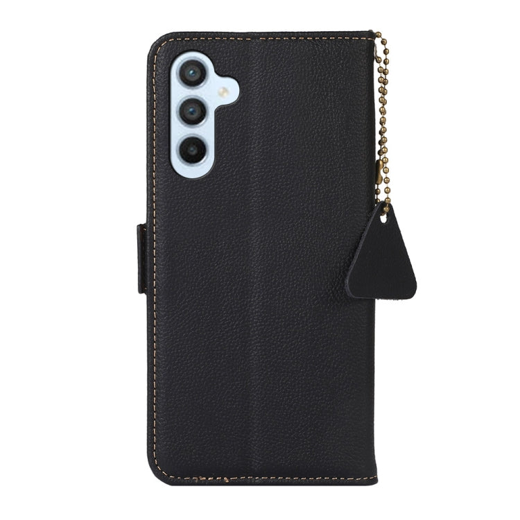 For Samsung Galaxy M54 5G Side-Magnetic TJ Genuine Leather RFID Phone Case(Black) - Galaxy Phone Cases by buy2fix | Online Shopping UK | buy2fix