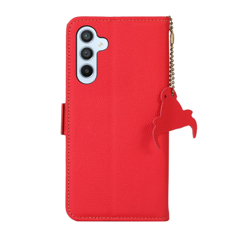 For Samsung Galaxy M54 5G Side-Magnetic TJ Genuine Leather RFID Phone Case(Red) - Galaxy Phone Cases by buy2fix | Online Shopping UK | buy2fix