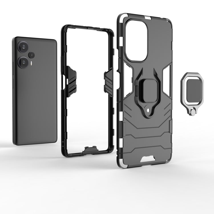 For Xiaomi Redmi Note 12 Turbo Magnetic Ring Holder PC + TPU Phone Case(Black) - Xiaomi Cases by buy2fix | Online Shopping UK | buy2fix