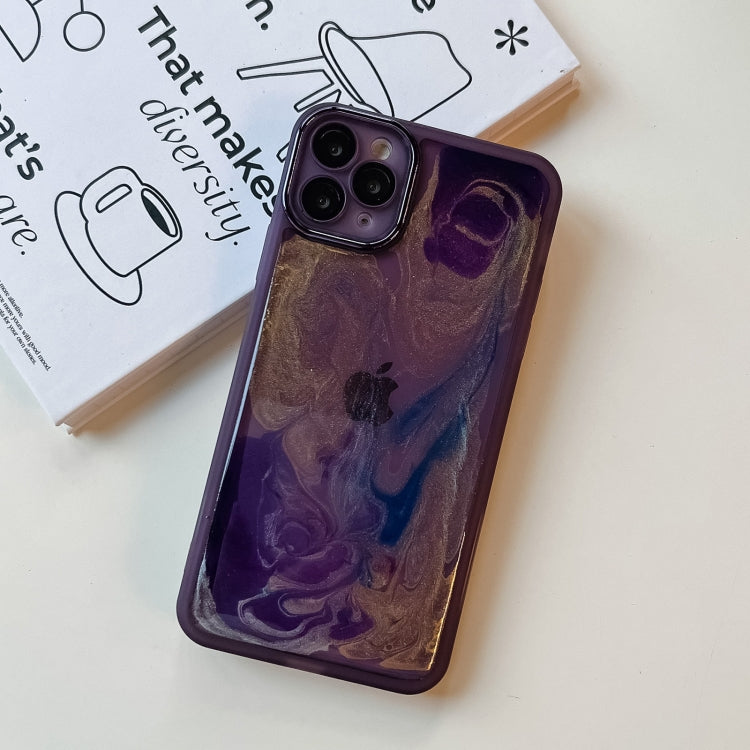 For iPhone 11 Pro Max Oil Painting Electroplating TPU Phone Case(Purple) - iPhone 11 Pro Max Cases by buy2fix | Online Shopping UK | buy2fix