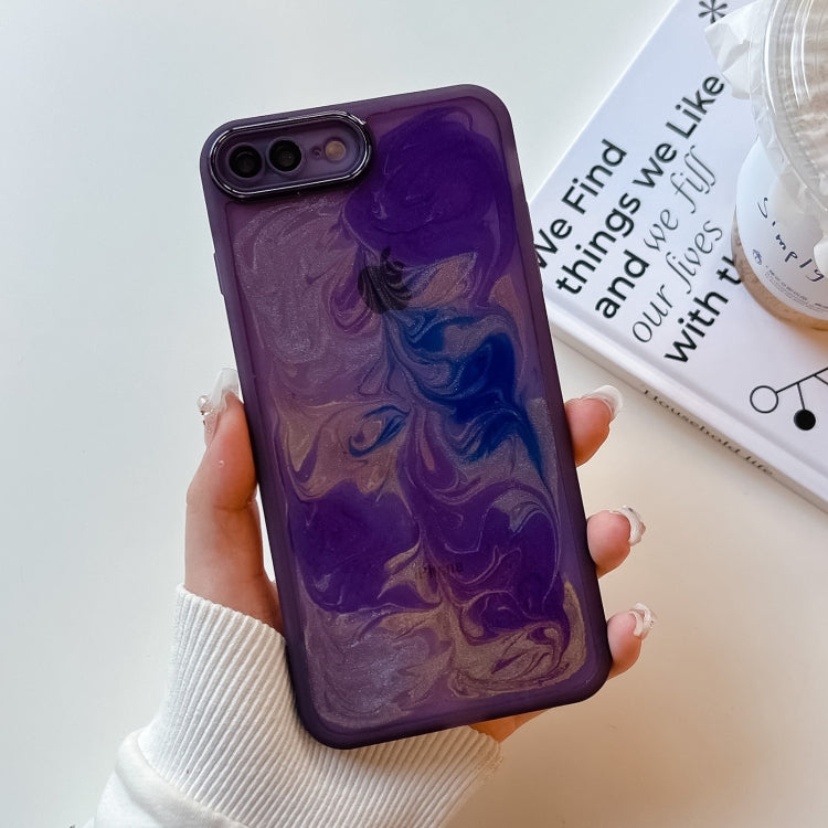 For iPhone 8 Plus / 7 Plus Oil Painting Electroplating TPU Phone Case(Purple) - More iPhone Cases by buy2fix | Online Shopping UK | buy2fix