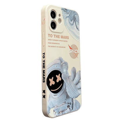 For iPhone 12 Pro Martian Astronaut Pattern Shockproof Phone Case(White) - iPhone 12 / 12 Pro Cases by buy2fix | Online Shopping UK | buy2fix