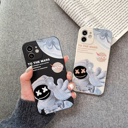 For iPhone 12 Martian Astronaut Pattern Shockproof Phone Case(White) - iPhone 12 / 12 Pro Cases by buy2fix | Online Shopping UK | buy2fix