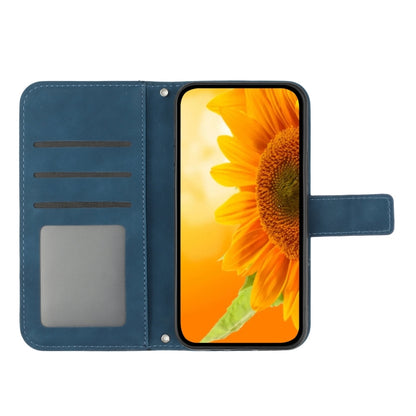 For Xiaomi Poco F5 Skin Feel Sun Flower Embossed Flip Leather Phone Case with Lanyard(Inky Blue) - Xiaomi Cases by buy2fix | Online Shopping UK | buy2fix