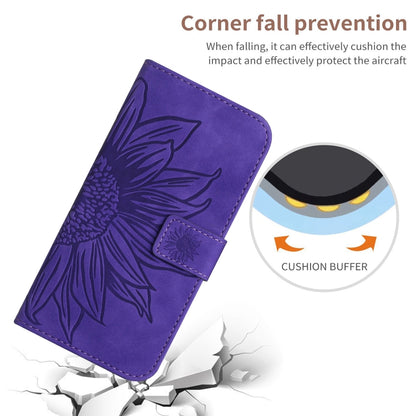 For Xiaomi Poco F5 Pro Skin Feel Sun Flower Embossed Flip Leather Phone Case with Lanyard(Dark Purple) - Xiaomi Cases by buy2fix | Online Shopping UK | buy2fix