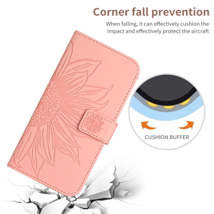 For Xiaomi Poco F5 Pro Skin Feel Sun Flower Embossed Flip Leather Phone Case with Lanyard(Pink) - Xiaomi Cases by buy2fix | Online Shopping UK | buy2fix