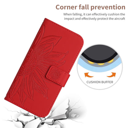 For Xiaomi Poco F5 Pro Skin Feel Sun Flower Embossed Flip Leather Phone Case with Lanyard(Red) - Xiaomi Cases by buy2fix | Online Shopping UK | buy2fix