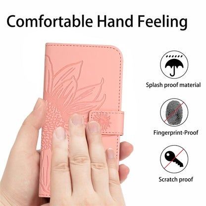 For Xiaomi Redmi Note 12S Skin Feel Sun Flower Embossed Flip Leather Phone Case with Lanyard(Pink) - Xiaomi Cases by buy2fix | Online Shopping UK | buy2fix