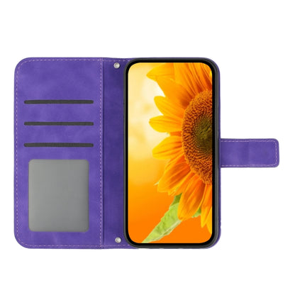 For Xiaomi Redmi Note 12S Skin Feel Sun Flower Embossed Flip Leather Phone Case with Lanyard(Purple) - Xiaomi Cases by buy2fix | Online Shopping UK | buy2fix