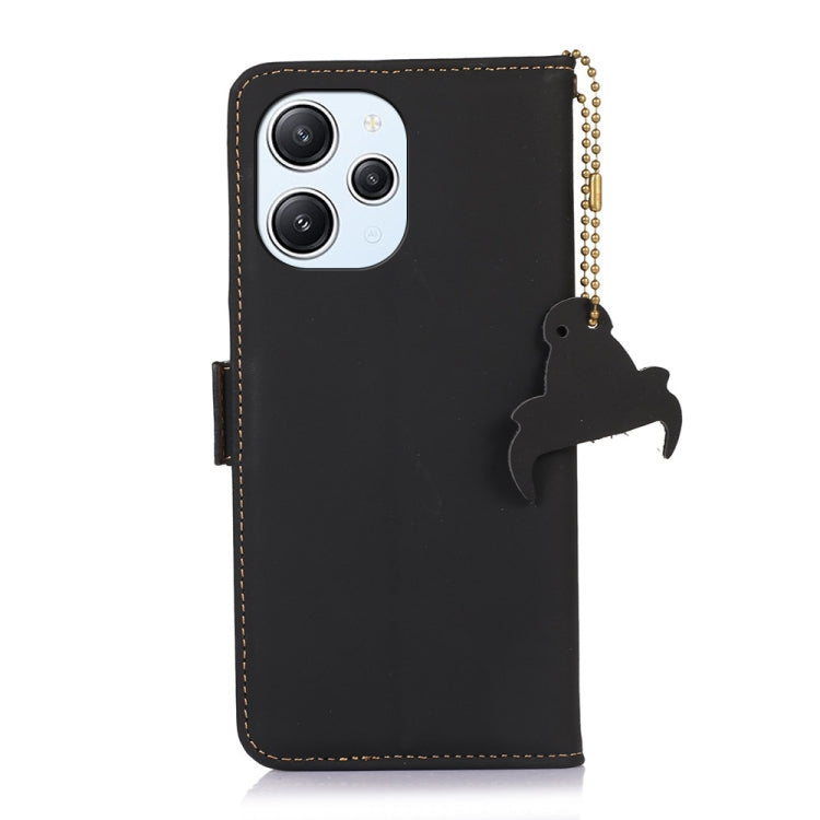 For Xiaomi Redmi 12 Genuine Leather Magnetic RFID Leather Phone Case(Black) - Xiaomi Cases by buy2fix | Online Shopping UK | buy2fix