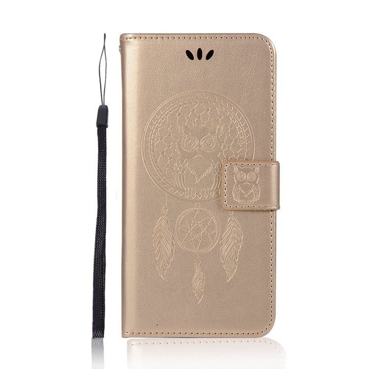 For Samsung Galaxy S23 Ultra 5G Global Wind Chime Owl Embossing Pattern Leather Phone Case(Gold) - Galaxy S23 Ultra 5G Cases by buy2fix | Online Shopping UK | buy2fix
