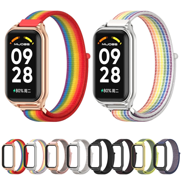 For Redmi Band 2 Mijobs Metal Shell Breathable Nylon Loop Watch Band(Colorful Silver) - Watch Bands by MIJOBS | Online Shopping UK | buy2fix