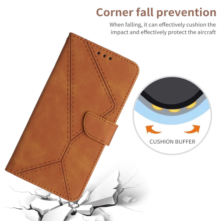 For Xiaomi POCO X5 Pro Stitching Embossed Leather Phone Case(Brown) - Xiaomi Cases by buy2fix | Online Shopping UK | buy2fix