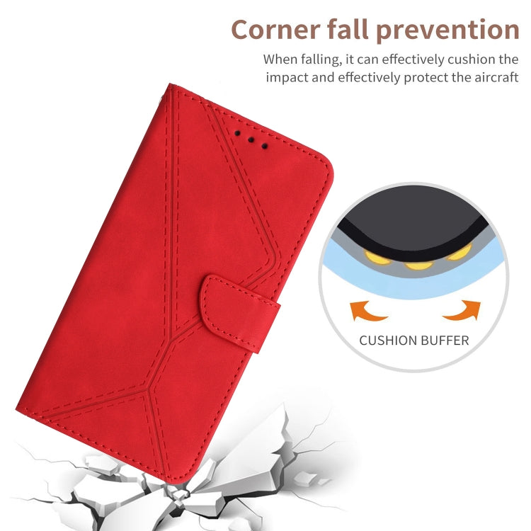 For Xiaomi POCO C40 Stitching Embossed Leather Phone Case(Red) - Xiaomi Cases by buy2fix | Online Shopping UK | buy2fix