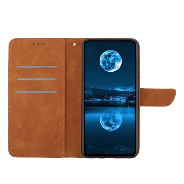 For Xiaomi POCO C40 Stitching Embossed Leather Phone Case(Brown) - Xiaomi Cases by buy2fix | Online Shopping UK | buy2fix