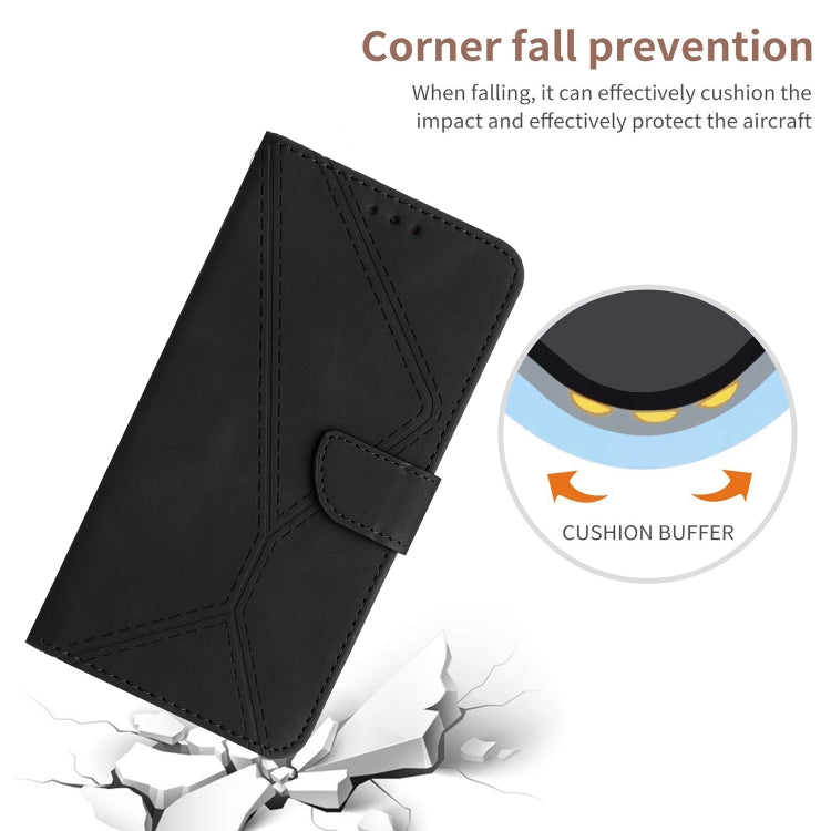 For Xiaomi POCO F5 Pro 5G Stitching Embossed Leather Phone Case(Black) - Xiaomi Cases by buy2fix | Online Shopping UK | buy2fix