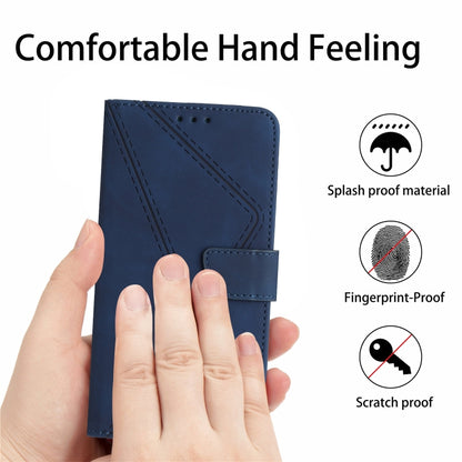 For Xiaomi POCO F5 Pro 5G Stitching Embossed Leather Phone Case(Blue) - Xiaomi Cases by buy2fix | Online Shopping UK | buy2fix