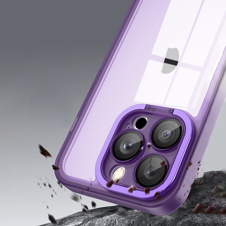 For iPhone 15 Plus Invisible Lens Bracket Matte Transparent MagSafe Phone Case(Purple) - iPhone 15 Plus Cases by buy2fix | Online Shopping UK | buy2fix
