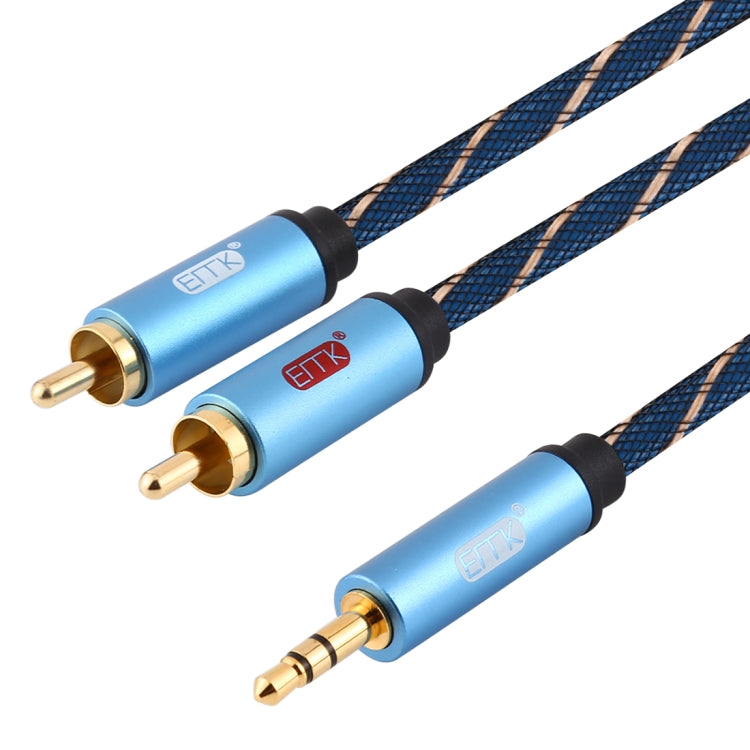 EMK 3.5mm Jack Male to 2 x RCA Male Gold Plated Connector Speaker Audio Cable, Cable Length:5m(Dark Blue) - Audio Optical Cables by EMK | Online Shopping UK | buy2fix