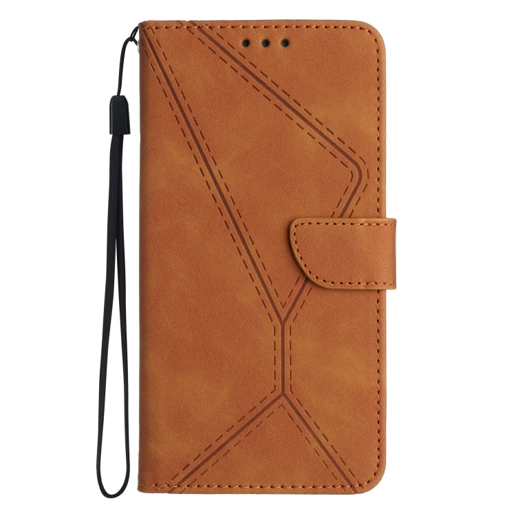 For Samsung Galaxy S23 Ultra 5G Stitching Embossed Leather Phone Case(Brown) - Galaxy S23 Ultra 5G Cases by buy2fix | Online Shopping UK | buy2fix