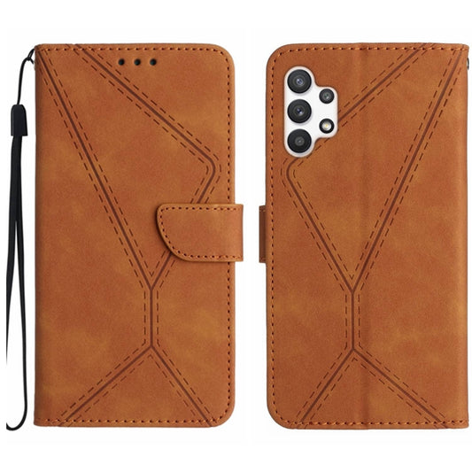 For Samsung Galaxy A32 5G Stitching Embossed Leather Phone Case(Brown) - Galaxy A32 5G Cases by buy2fix | Online Shopping UK | buy2fix