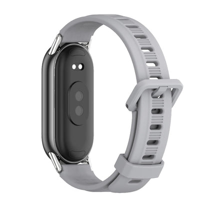 For Xiaomi Mi Band 8 / 9 / 9 NFC Mijobs Flat Hole Breathable Silicone Watch Band(Grey+Silver) - Watch Bands by MIJOBS | Online Shopping UK | buy2fix