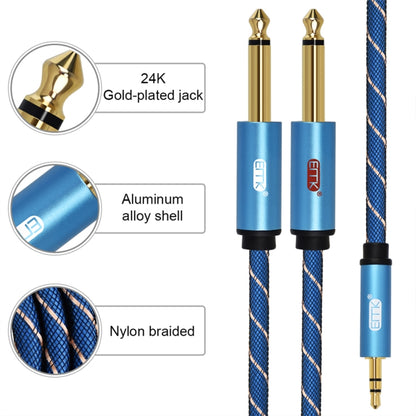 EMK 3.5mm Jack Male to 2 x 6.35mm Jack Male Gold Plated Connector Nylon Braid AUX Cable for Computer / X-BOX / PS3 / CD / DVD, Cable Length:1m(Dark Blue) -  by EMK | Online Shopping UK | buy2fix